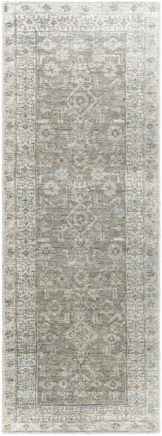 Dian Traditional Khaki/Light Silver Washable Area Rug