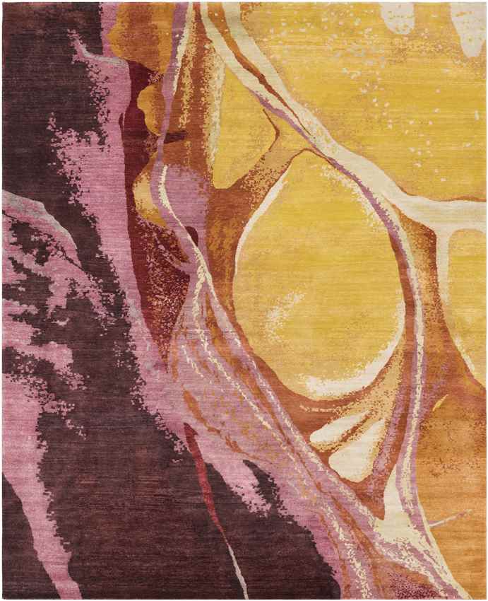 Brilliant Modern Gold/Burgundy Area Rug