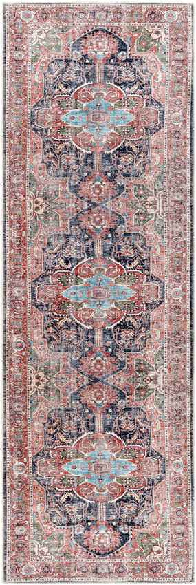 West Des Moines Traditional Red Washable Area Rug