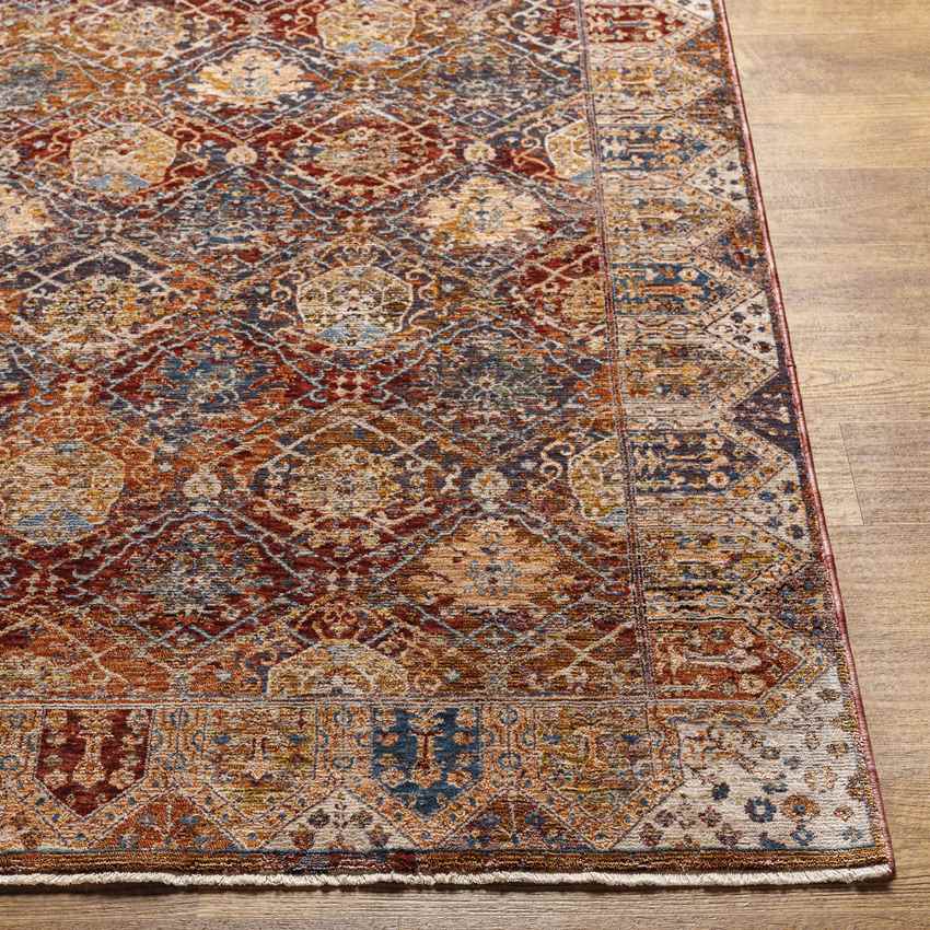 Trapeza Traditional Burgundy Area Rug