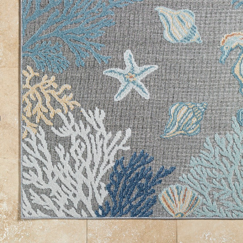 Parth Cottage Gray/Blue Area Rug