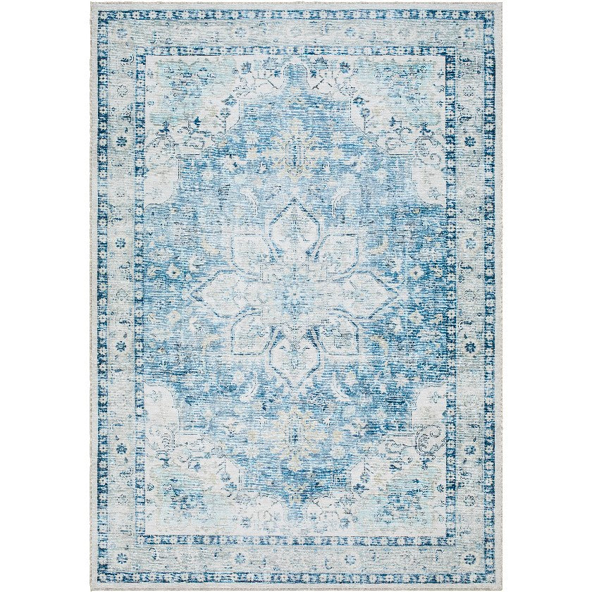 Chelcey Traditional Cobalt Washable Area Rug