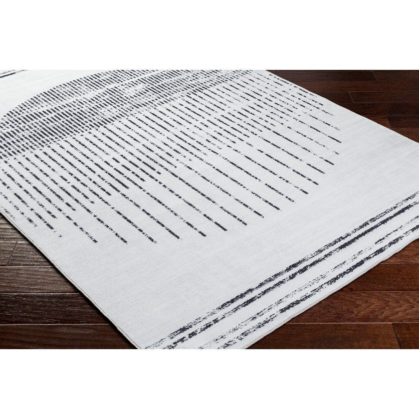 Marita Modern Off-White/Black Washable Area Rug