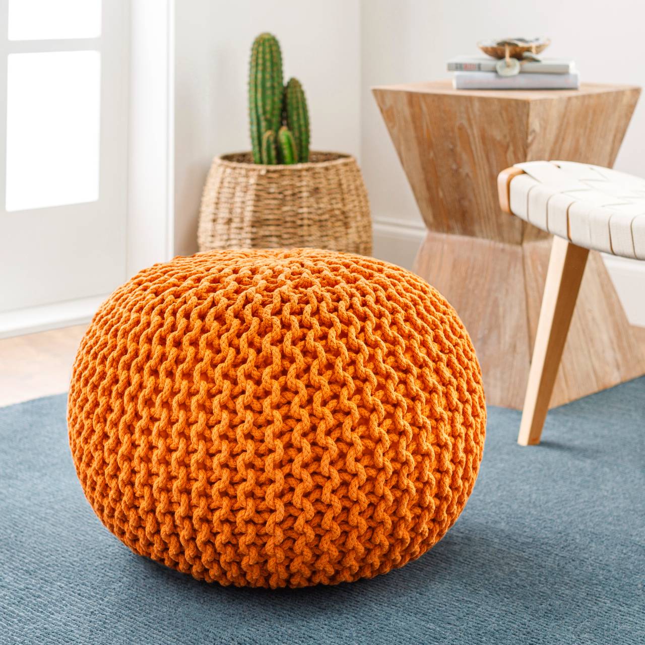 Harmannsdorf Bright Orange Pouf