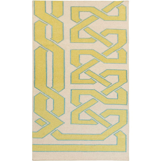 Akhiok Global Bone/Green Area Rug