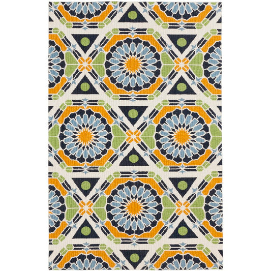 Ignacio Modern Blue/Green/Orange Area Rug