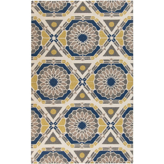 Ignacio Modern Blue/Yellow/Gray Area Rug