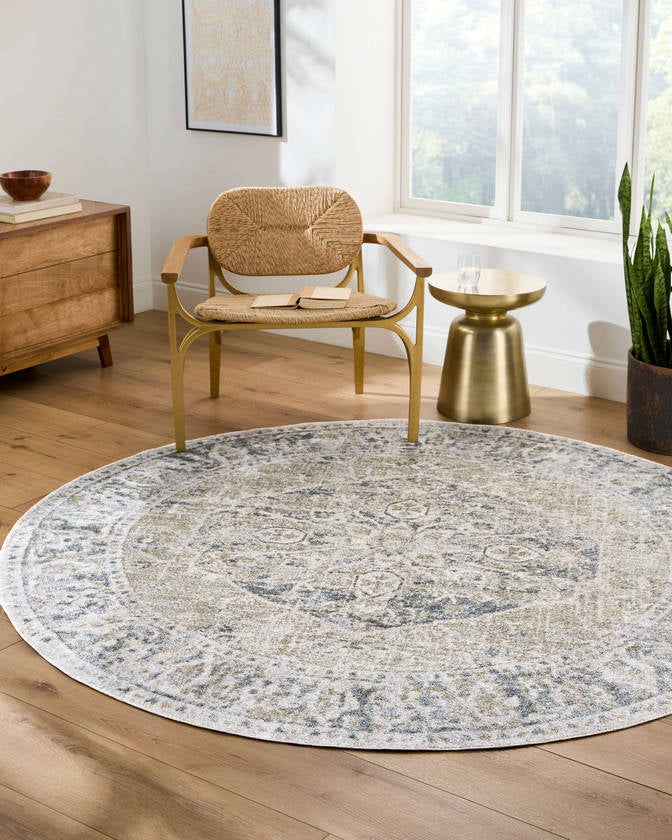 Edmonson Traditional Olive/Dark Blue Washable Area Rug