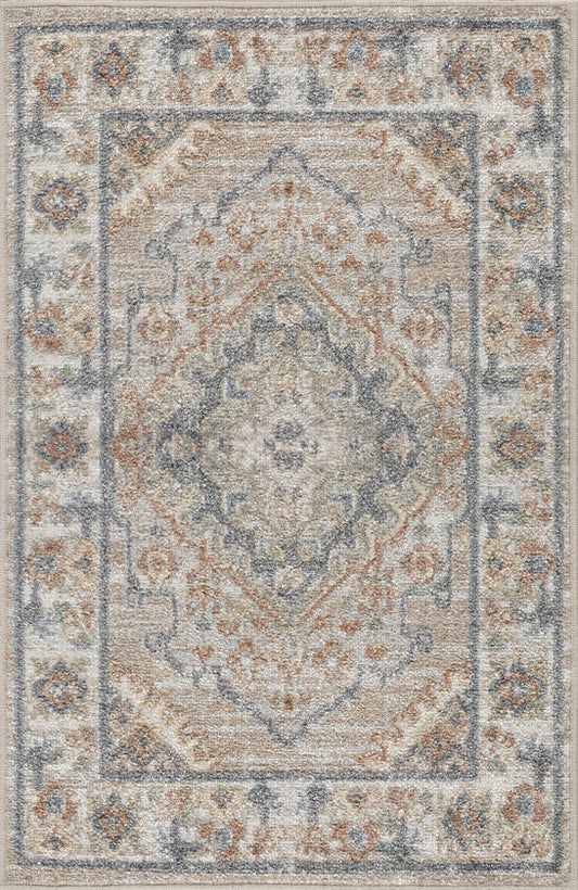 Ellinwood Traditional Oatmeal/Rust Washable Area Rug