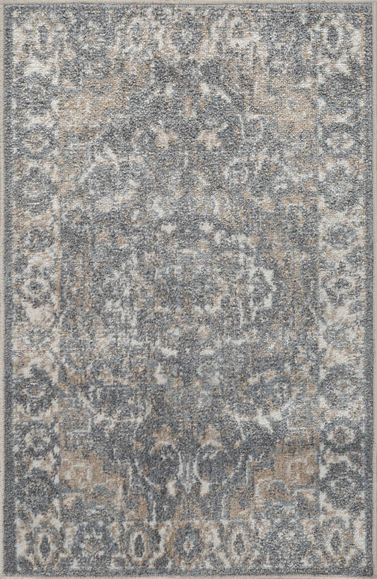 Elsmore Traditional Navy Blue Washable Area Rug