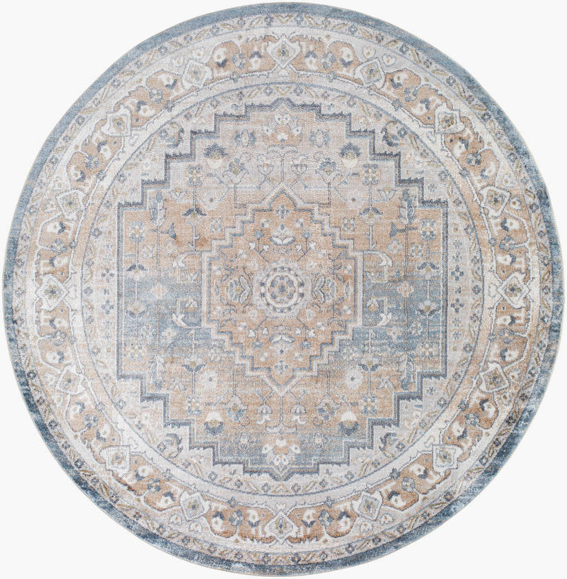 Emmett Traditional Navy Blue Washable Area Rug