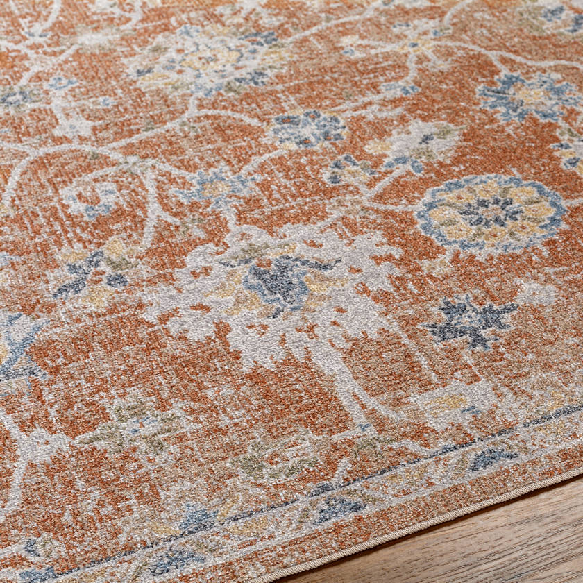 Erlanger Traditional Burnt Orange Washable Area Rug