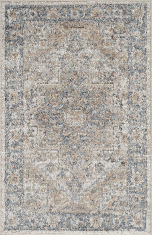 Estill Traditional Beige Washable Area Rug