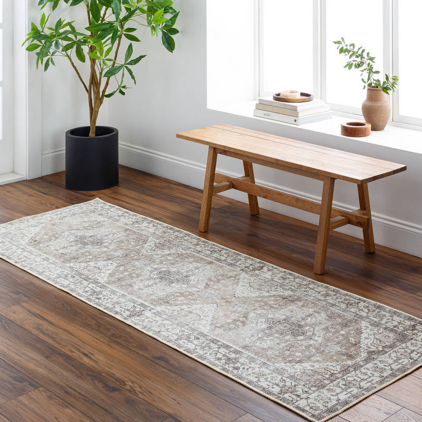 West Side Traditional Taupe Washable Area Rug