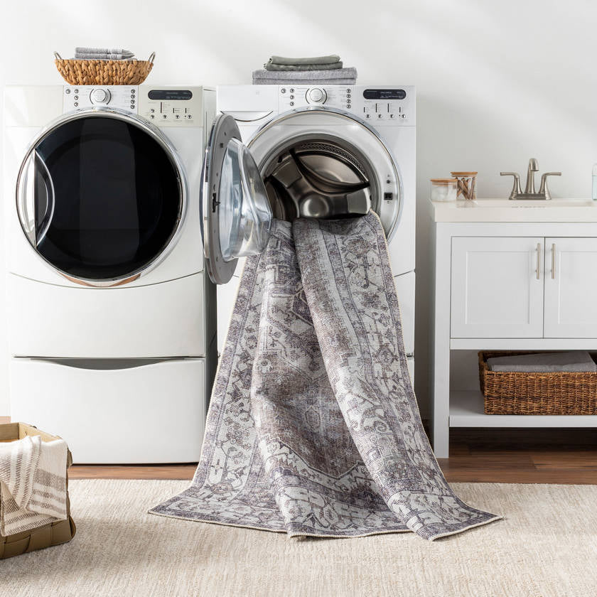 West Side Traditional Taupe Washable Area Rug