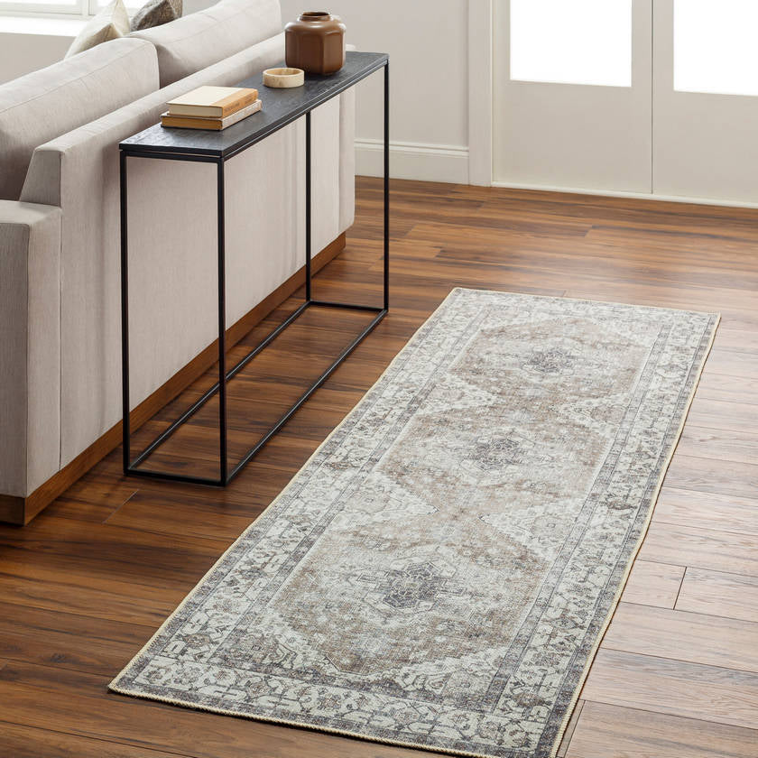 West Side Traditional Taupe Washable Area Rug