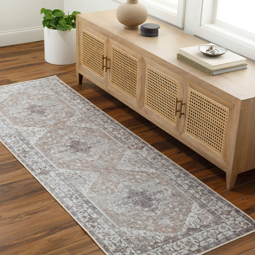 West Side Traditional Taupe Washable Area Rug