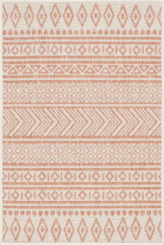 Antibes Global Coral/White Area Rug