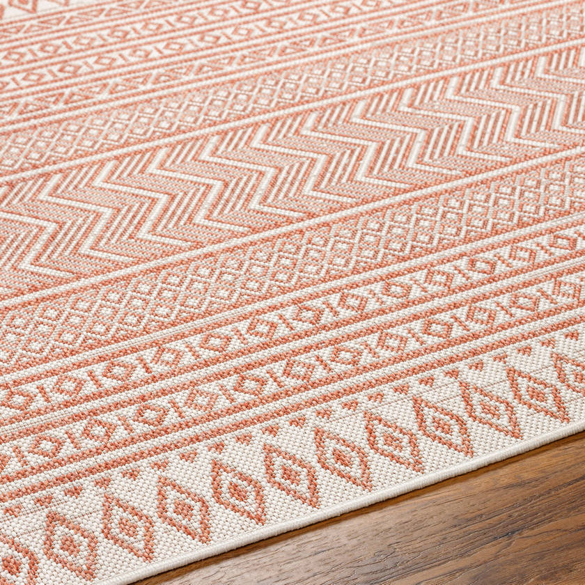 Antibes Global Coral/White Area Rug