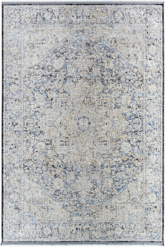 Darnetta Traditional Denim/Beige Area Rug