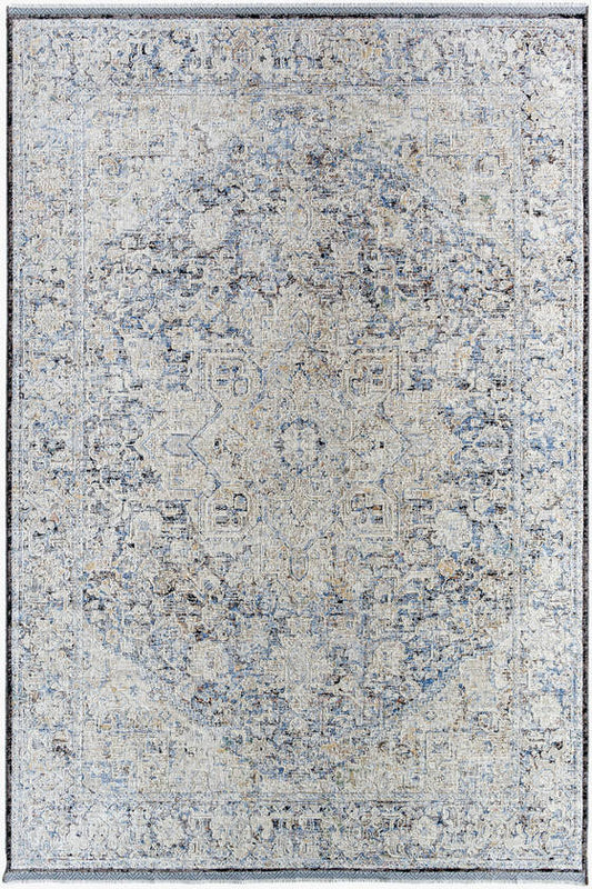 Darnetta Traditional Denim/Beige Area Rug