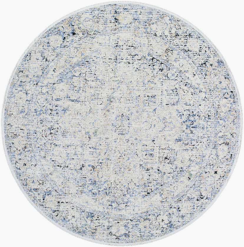 Darnetta Traditional Denim/Beige Area Rug