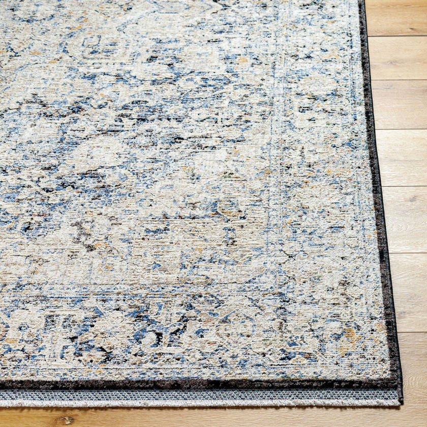 Darnetta Traditional Denim/Beige Area Rug