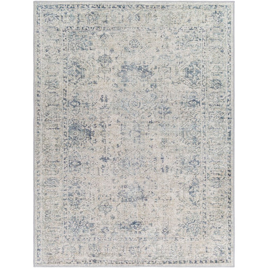 Arran Traditional Denim Washable Area Rug