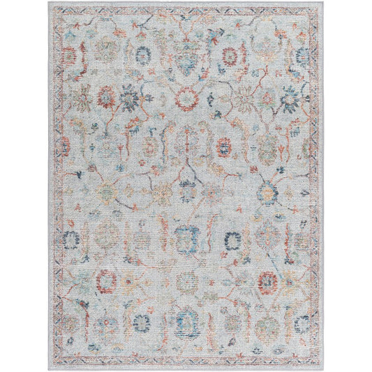 Katharyn Traditional Pale Blue Washable Area Rug