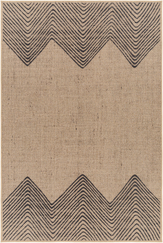 Nyomi Cottage Tan/Black Washable Area Rug