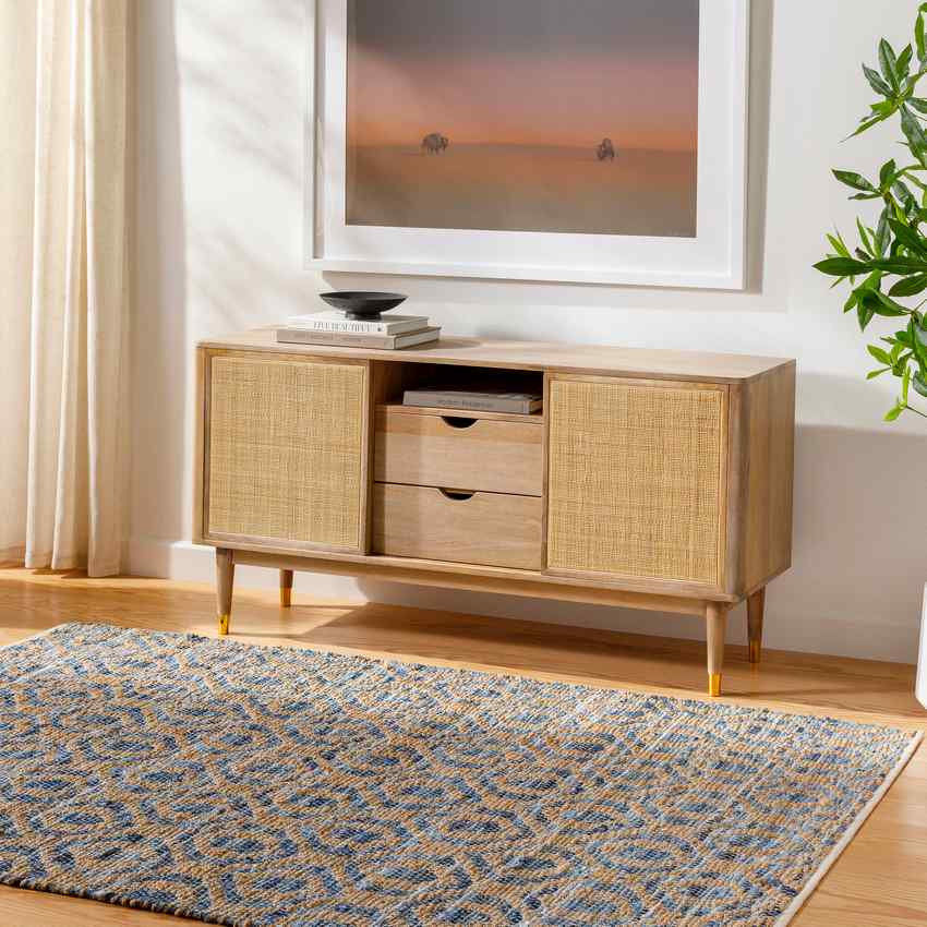 Diandria Modern Tan/Dark Blue Area Rug