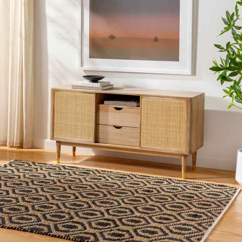 Diandria Modern Tan/Black Area Rug