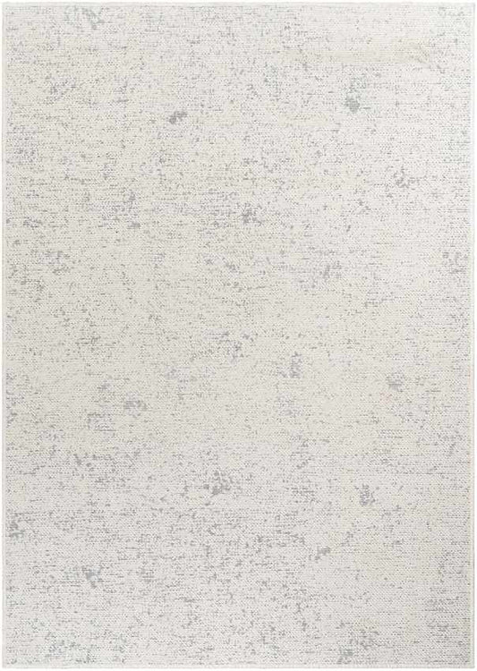 Tobey Solid and Border Ivory Washable Area Rug