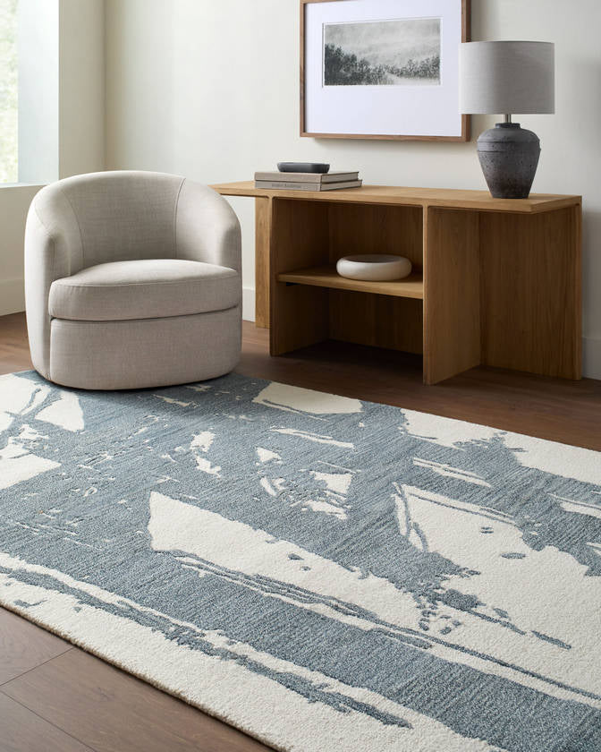 Mrk Modern Slate Blue Area Rug