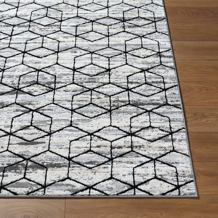 Carlton Modern Black/Light Beige Area Rug