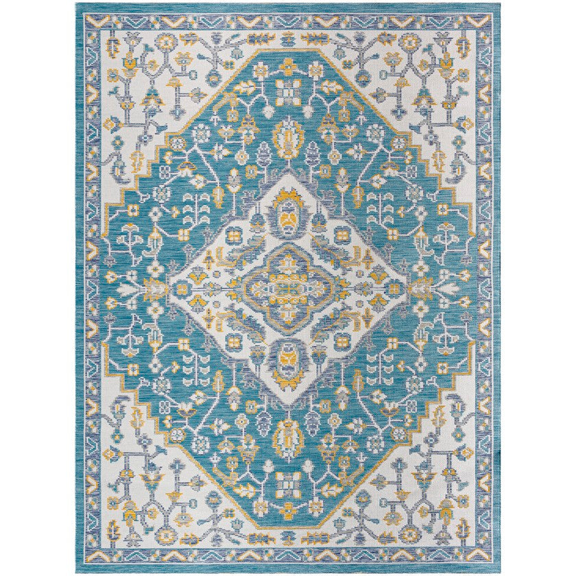 Mallerie Bohemian Dark Teal Area Rug
