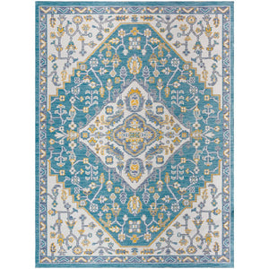 Mallerie Bohemian Dark Teal Area Rug