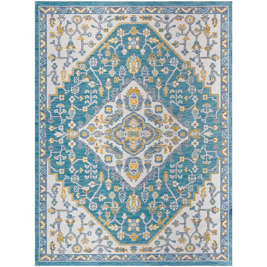 Mallerie Bohemian Dark Teal Area Rug