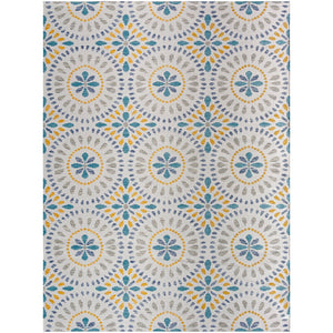 Devorah Bohemian Light Gray/Dark Teal Area Rug