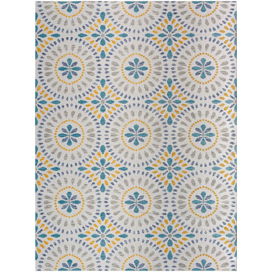 Devorah Bohemian Light Gray/Dark Teal Area Rug