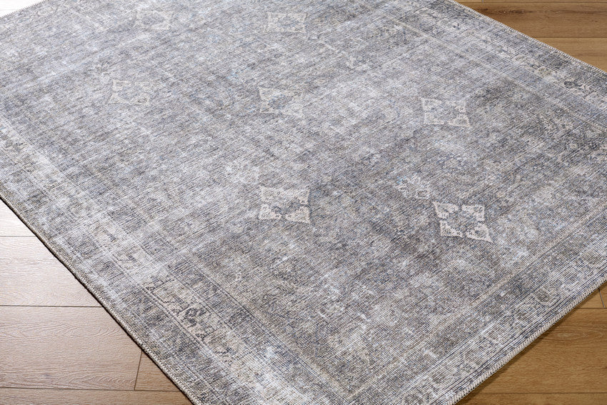 Fisher Traditional Black Washable Area Rug