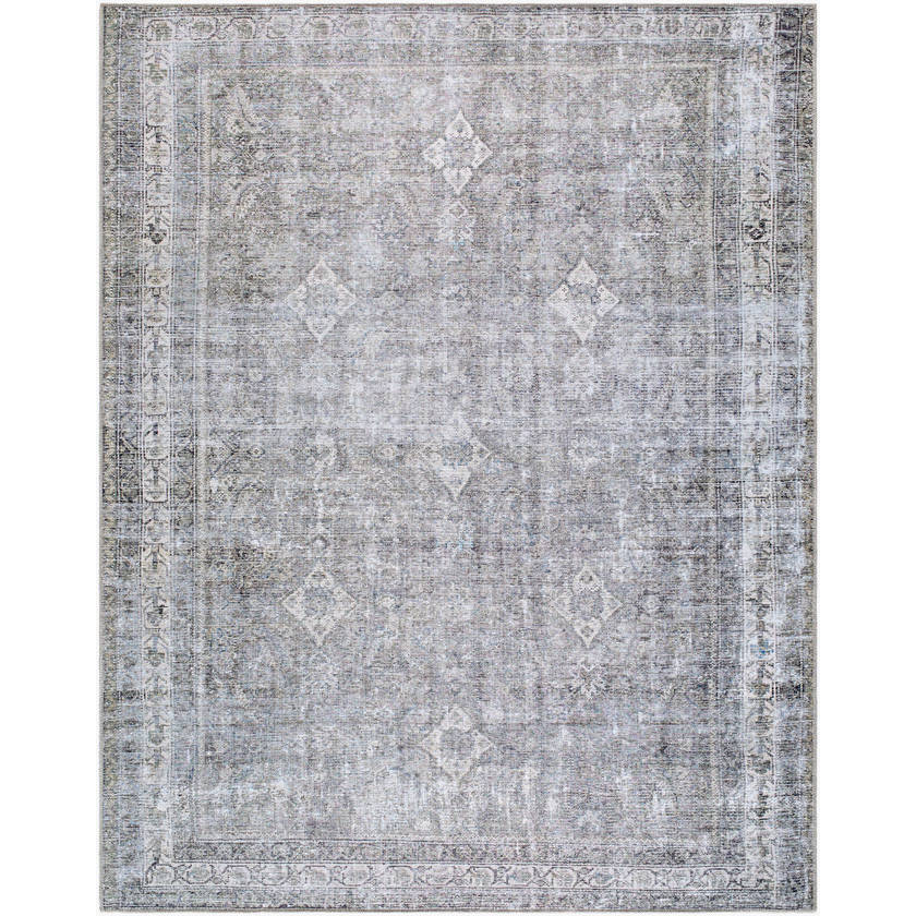 Fisher Traditional Black Washable Area Rug