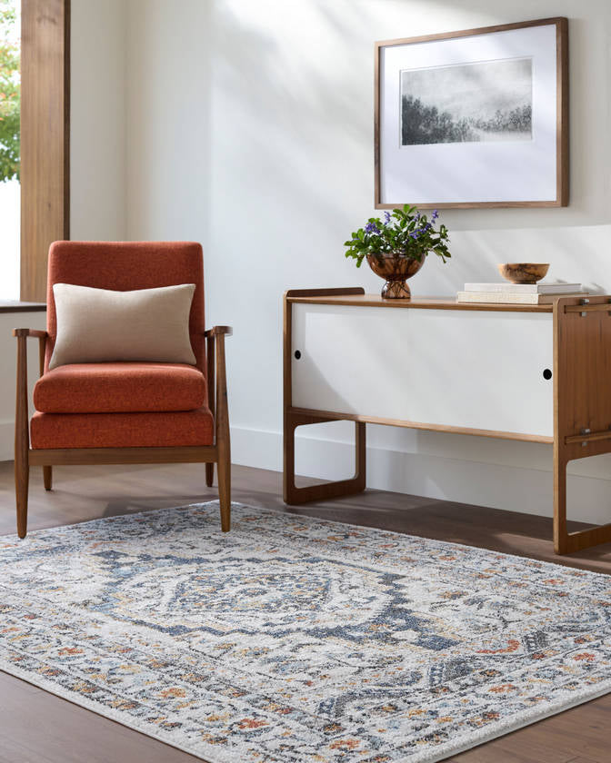 Elimelech Traditional Light Silver Area Rug