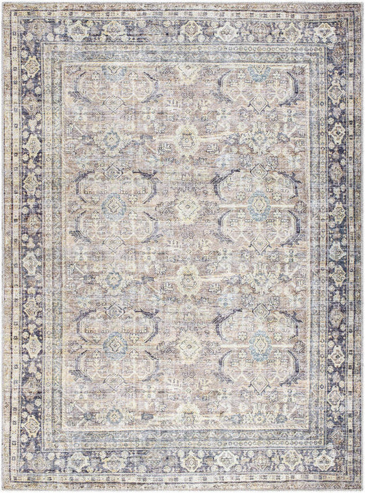 Eran Traditional Light Silver Washable Area Rug