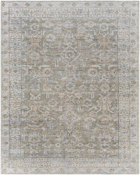 Dian Traditional Khaki/Light Silver Washable Area Rug