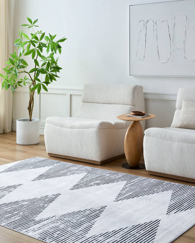 Eulanda Modern Ivory Washable Area Rug