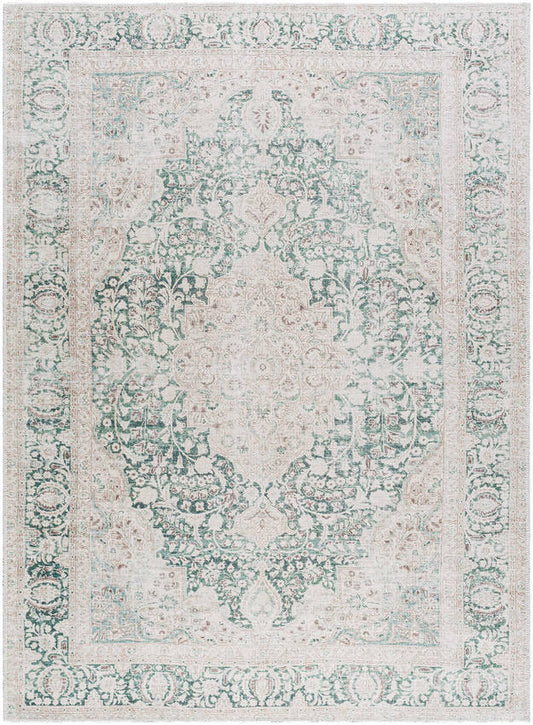Special Traditional Dark Green Washable Area Rug