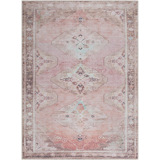 Candise Traditional Dusty Pink Washable Area Rug