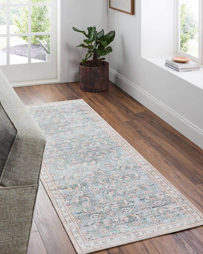 Bradly Traditional Dark Green Washable Area Rug