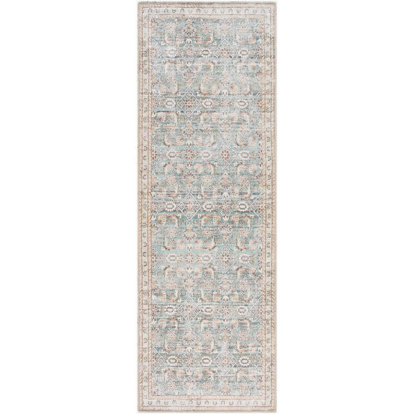 Bradly Traditional Dark Green Washable Area Rug